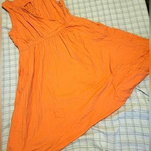 Orange/ coral color organic cotton dress by synergy, knee length fit n flare